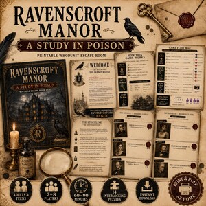 Halloween Printable Murder Mystery Escape Room, 14 Puzzle Whodunit Game for Adults and Teens