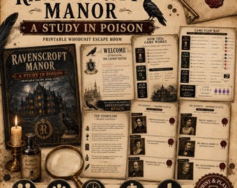 Halloween Printable Murder Mystery Escape Room, 14 Puzzle Whodunit Game for Adults and Teens