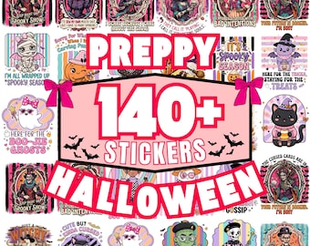 Halloween Sublimation Bundle, 140+ Preppy PNG Designs for Sweatshirts, Tumblers and Seasonal Crafts