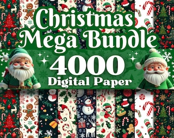 4000+ Mega Christmas Digital Paper Pack, Christmas Wallpaper, Christmas Scrapbook Paper, Christmas Background, Christmas Patterns And Paper