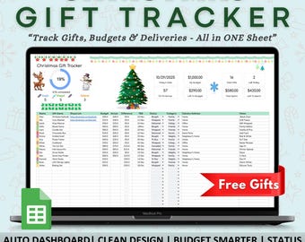 Google Sheets Christmas Gift Tracker Template – Budget, Gifts & Delivery Dashboard, Digital Download