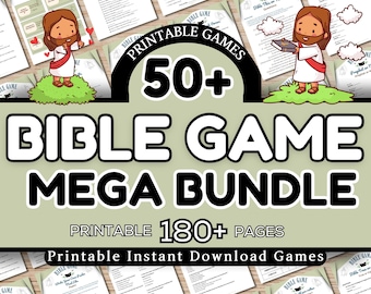 Bible Games Mega Bundle Printable – 50+ Fun Christian Activities for Kids & Adults | 180+ Pages PDF for Church, Family, Sunday School
