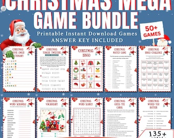 50+ Christmas Games Bundle, Christmas Party Games, School Christmas Game, Christmas Games Printable, Office Christmas, Family Christmas Game