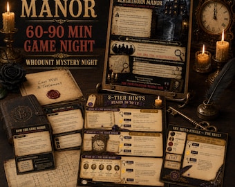 Printable Murder Mystery Escape Room, Blackthorn Manor Whodunit Game, 14 Puzzles, Adults & Teens, Instant Download PDF