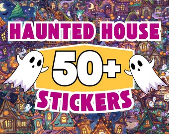 Haunted House PNG Bundle, 50 Plus Whimsical Buildings, Cute Spooky Sticker Graphics
