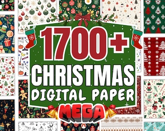 Digital Paper Mega Bundle - Christmas, 1700 Plus Seamless 12x12 Patterns, PNG, Digital Download Kit