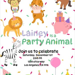 Party Animal Birthday Invitation Template