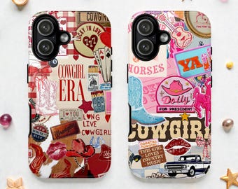 Cowgirl Rodeo Collage Tough MagSafe Phone Case, Western Howdy Cover iPhone 17 Samsung
