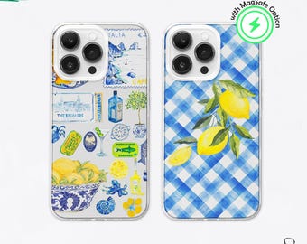 Blue Lemon Italian Collage MagSafe Phone Case: Amalfi Coast Cover iPhone 16 15, Samsung