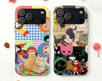 Coque de portable MagSafe résistante, chat kawaii, cadeau chat rigolo pour maman, iPhone 17