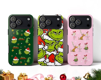 Vintage Green Monster Holiday Tough MagSafe Phone Case, Fun Christmas Cover, iPhone 17
