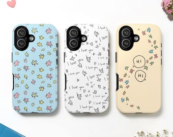 Heart Leaf Stopper Tough MagSafe Phone Case, Minimal Pastel Leaves Cover, iPhone 17 16