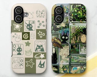 Green Anime Collage Tough MagSafe Phone Case, Japanese Manga Cover, iPhone 17
