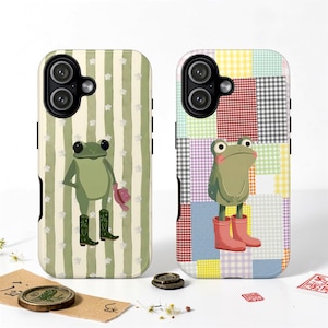Kawaii Green Frog Tough MagSafe Phone Case:Whimsy Cowboy Toad Cover, iPhone 17