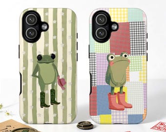 Kawaii Green Frog Tough MagSafe Phone Case:Whimsy Cowboy Toad Cover, iPhone 17