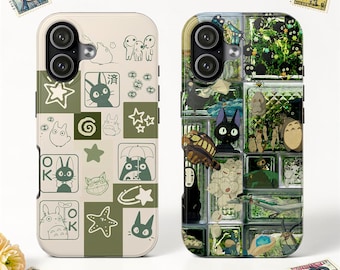 Grunge Anime Collage Tough MagSafe Phone Case, Green Manga Cover, iPhone 17