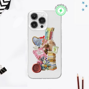 Cute Bookish Receipt MagSafe Phone Case, Vintage Floral Aesthetic Phone Cover, Bookish Merch Gift, Booktok, iPhone 16 15 14, Samsung S25 S24