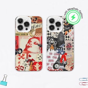 Coque de portable collage Coquette Grunge MagSafe, coque de portable vintage It Girl, cadeau pour fille du centre-ville, iPhone 16 15 14 13 12 11, Samsung S25 S24