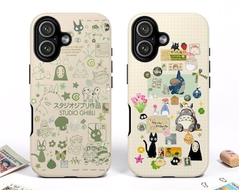 Green Manga Collage Tough MagSafe Phone Case, Japanese Anime Cover, iPhone 17