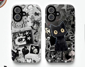 Gore Anime Moodboard Tough MagSafe Phone Case, Dark Manga Cover, iPhone 17