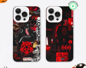 Gore Darkness Collage MagSafe Phone Case, Creepy Satan Moodboard, Gothic Cover