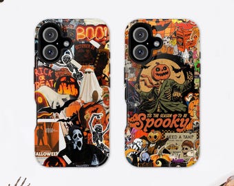 Vintage Halloween Collage Tough Handyhülle: Gruseliger Geist Moodboard, iPhone 17