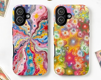 Magical Star Moodboard Tough MagSafe Phone Case, Retro Whimsy Art Cover, iPhone 17 16