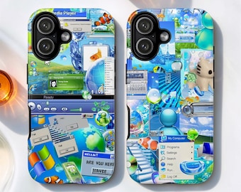 Frutiger Aero Moodboard Tough MagSafe Phone Case, Retro Digital Tech Cover, iPhone 17, Samsung