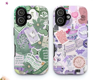 Book Reader Moodboard Tough MagSafe Phone Case, Bookscrap Booktok Gift, iPhone 17