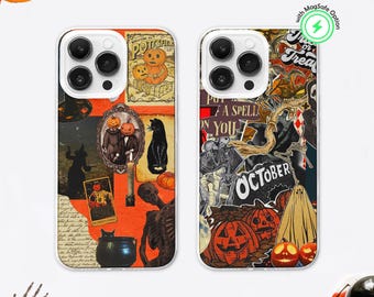 Vintage Halloween Collage Phone Case: Spooky Retro Grunge Cover