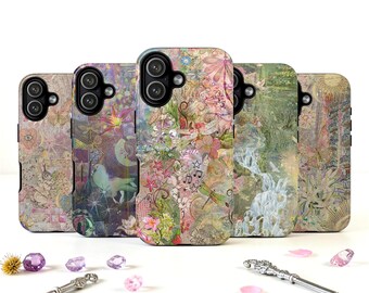 Retro Whimsical Fairycore Collage Tough Phone Case, Dreamy Cottagecore Cover, iPhone 18