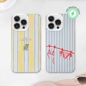 Küsten Sommer Butter Gelb Gestreifte Magnetische Handyhülle: Dolce Vita Inspiriert iPhone Samsung