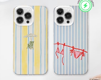 Coastal Summer Butter Yellow Striped Magnetic Phone Case: Dolce Vita Inspired Cover iPhone Samsung