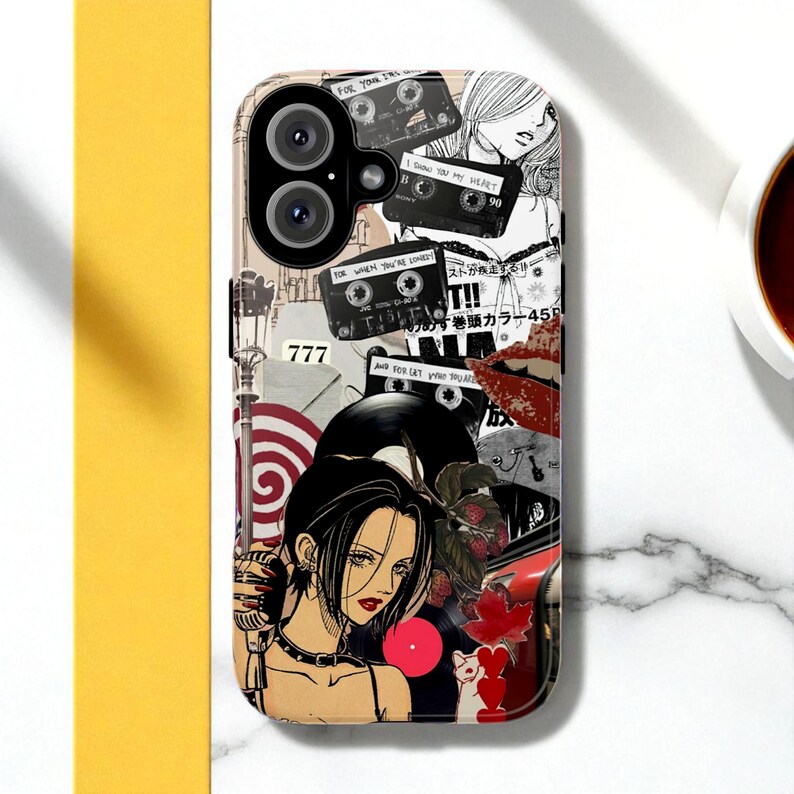 Anime Girl Moodboard MagSafe Phone Case, Japanese Manga Cover, iPhone 17 16 15 14 13 12 11 X XR XS XMAX SE2020 8 7 6, google pixel 9 8 7 6 5 4 3 2, Samsung S25 S24 S23 S22 S21 S20,  iphone 17 air, iphone 17 pro max, S23FE, japanese anime art, grunge moodboard, weeb gift, kawaii cartoon girl collage, grunge music collage, abstract japanese scrapbook, retro japanese moodboard, kdrama collage, cute anime girl cover,  kawaii striped cover, cute e-girl case, anime lover gift, dual layer protection