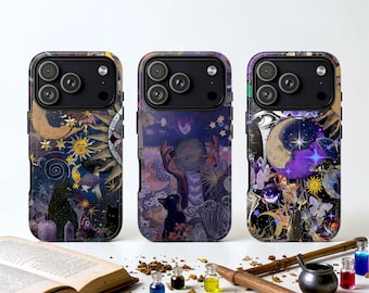 Retro Whimsical Witch Collage Tough Phone Case, Whimsigoth Celestial, iPhone 18, Samsung
