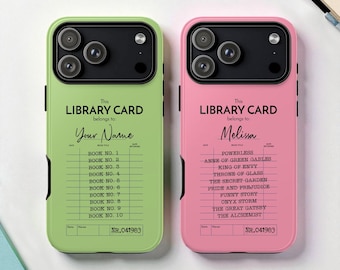 Custom Library Card Receipt Tough MagSafe Phone Case, Retro Book Lover Gift, iPhone 17