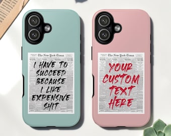 Custom Newspaper Aesthetics Tough MagSafe Phone Case, Personalized Editorial Quote Cover, iPhone 17, Samsung