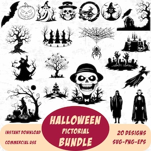 Halloween SVG Bundle | 20 Spooky Cut Files for Cricut & Silhouette | Witches, Ghosts, Pumpkins and More