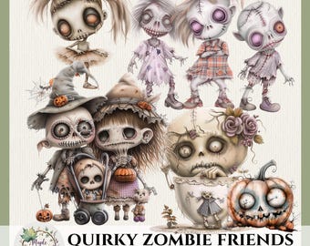 Zombie Clipart Bundle | Spooky Halloween PNG Graphics (Digital Download)
