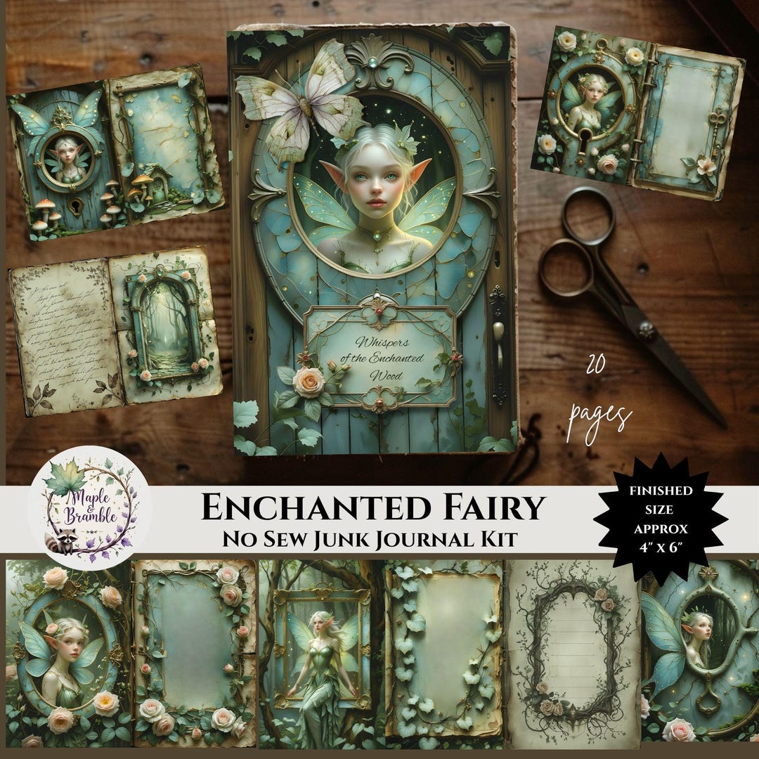 Enchanted Fairy Junk Journal Kit Printable, No Sew DIY Kit and Ephemera ...