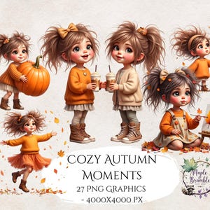 Autumn Girl Clipart Set: Watercolor Sweaters & Boots (Digital Download PNG 4000x4000px)