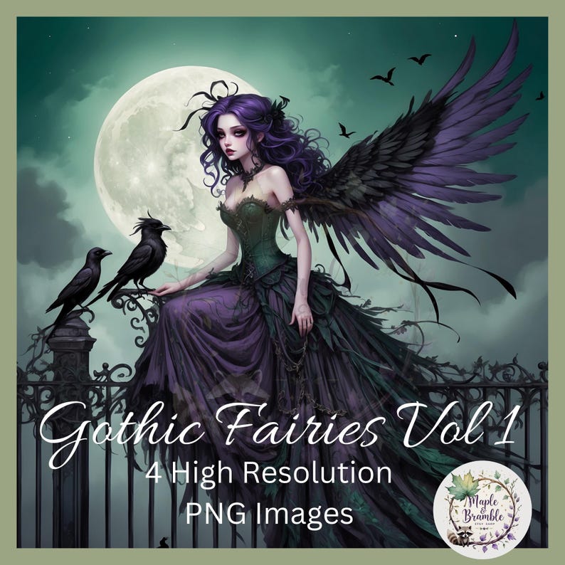 Gothic Fairy Clipart Set: Dark Fantasy PNG Images (digital Download ...