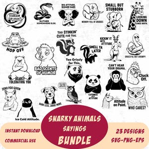 Snarky Animals SVG Bundle: Funny Sarcastic Clipart (Digital Download