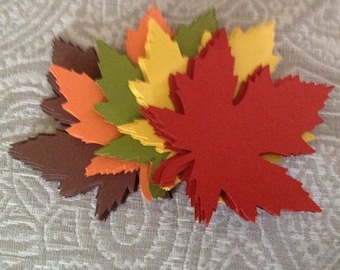 50 Fall Leaves Die Cuts, 4-Inch Paper Leaves, Scrapbooking