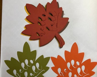 Hello Fall Maple Leaf die cut for Greeting Cards, Fall Decorations, School Projects