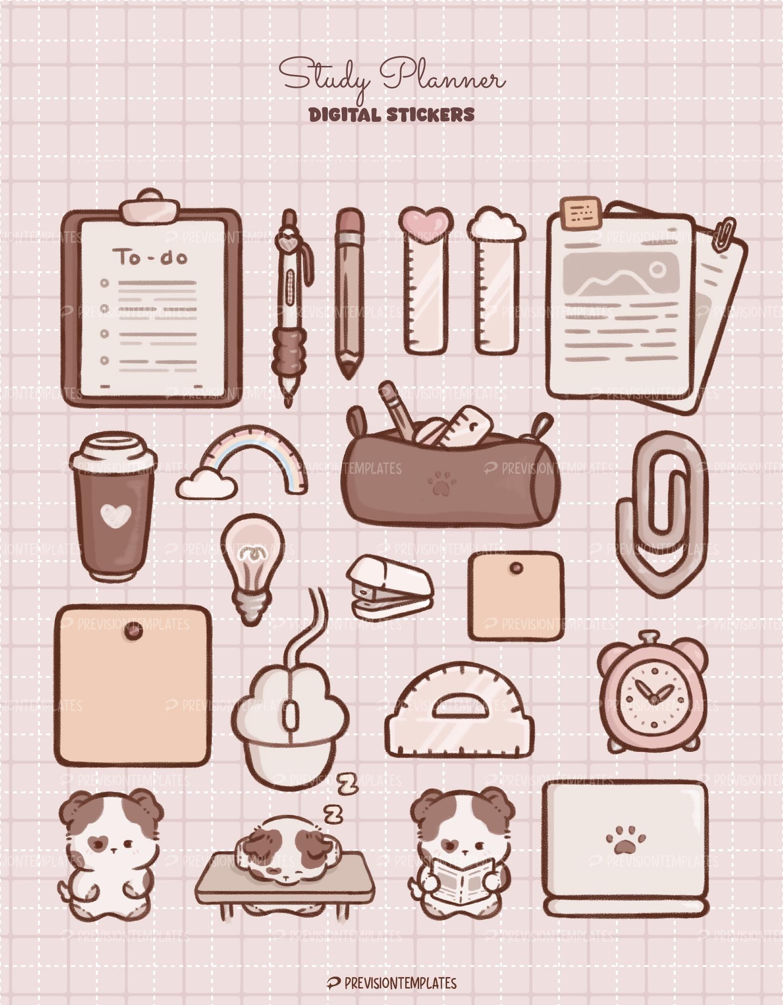 Stickers Study Fun Study Planner Stickers | Dogs and Study Supplies | Brown Themed | Paws ...