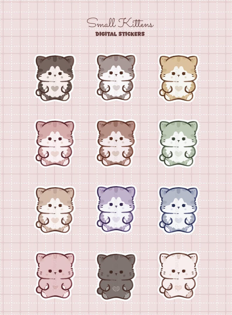Small Kittens Stickers (UPDATED) New Version | Different Colors | Small ...