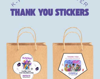 K-Pop Demon Hunters Themed: Thank You Stickers | Personalized | Matching Invitations
