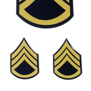 US Army Military Staff Sergeant SSG Sgt Rank Stripes Colored SSG Removable Re-positional Decal Sticker Set of 3