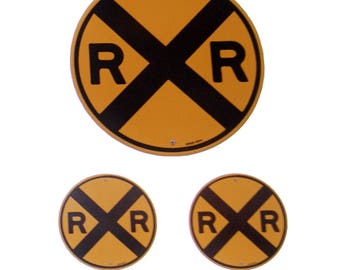 Railroad RR Crossing Fabric Removal & Re-positional Sticker Decal Sign Set of 3